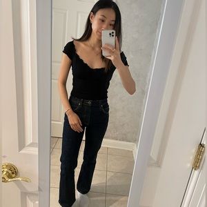 Urban Outfitters Sweetheart Neckline Black Top